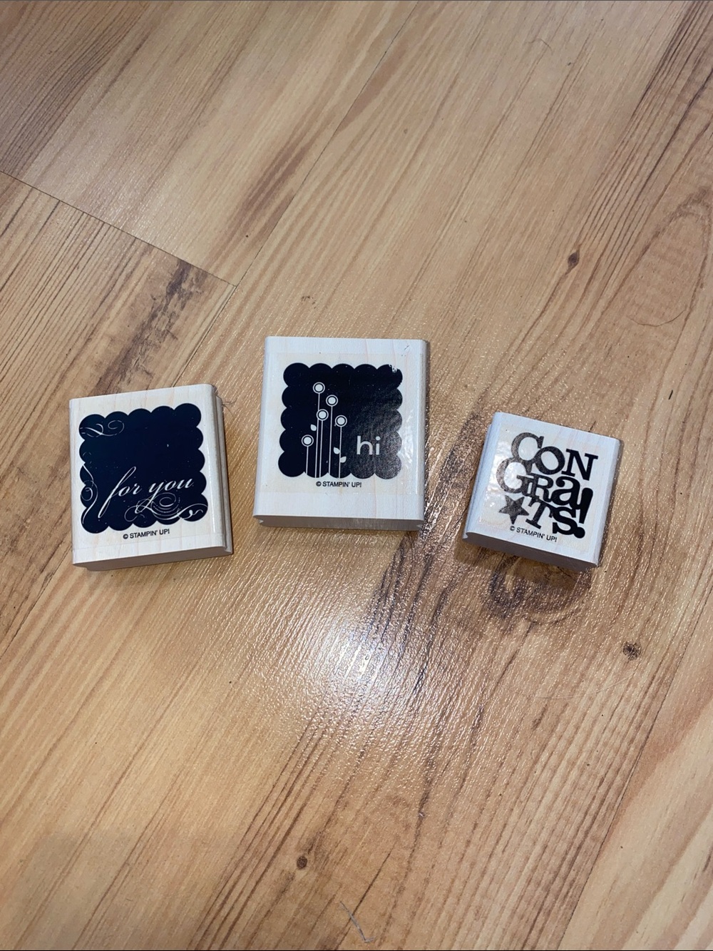 Stampin' Up! Wooden Greeting Stamp Trio in Black and Natural Wood